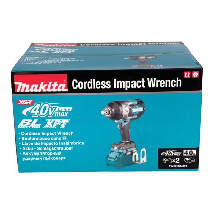 Makita Akku-Schlagschrauber 40 V max. / 4,0 Ah, 2 Akkus + Ladegerät im MAKPAC TW001GM201
