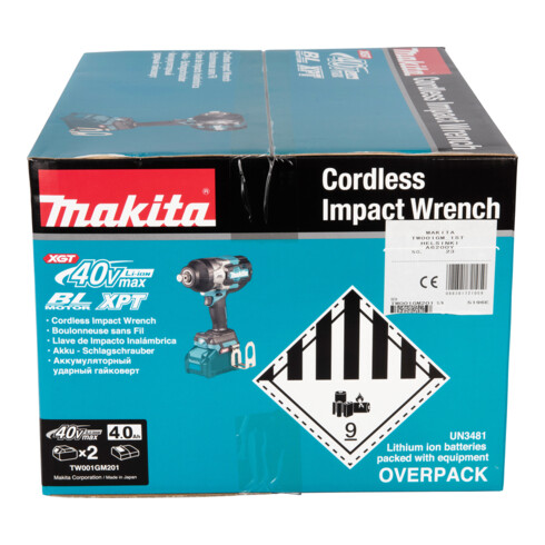 Makita Akku-Schlagschrauber 40 V max. / 4,0 Ah, 2 Akkus + Ladegerät im MAKPAC TW001GM201