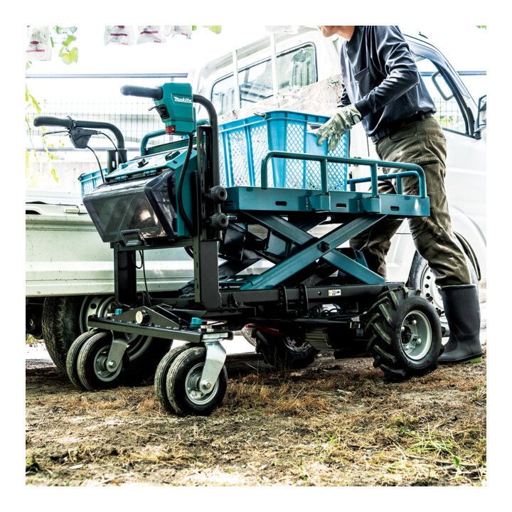Makita Akku-Schubkarre 2x18V, 300 kg, 0-1,5/3,5 km/h, höhenverstellbare Ladefläche