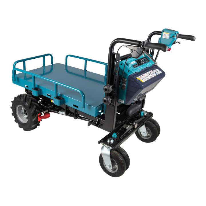 Makita Akku-Schubkarre 2x18V, 300 kg, 0-1,5/3,5 km/h, höhenverstellbare Ladefläche
