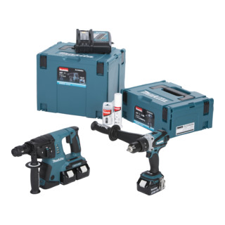 Makita Akku-Set 18,0 V DHR264 + DDF458 + DC18RC + 3 x BL1840 im MAKPAC DLX2082MJ