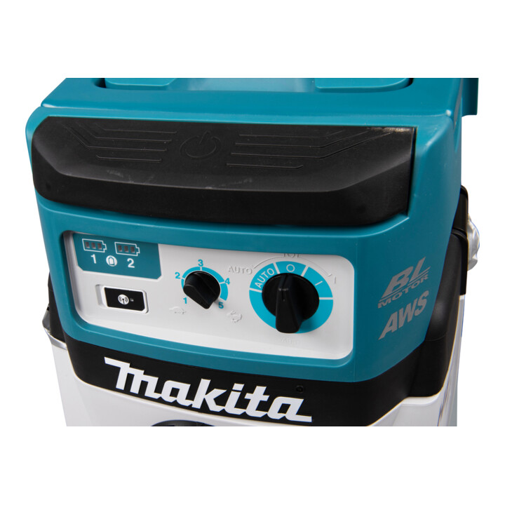 Makita Akku-Staubsauger 15L 2x18V Trocken (ohne Akku, ohne Ladegerät) inkl. AWS Funk-Adapter WUT01