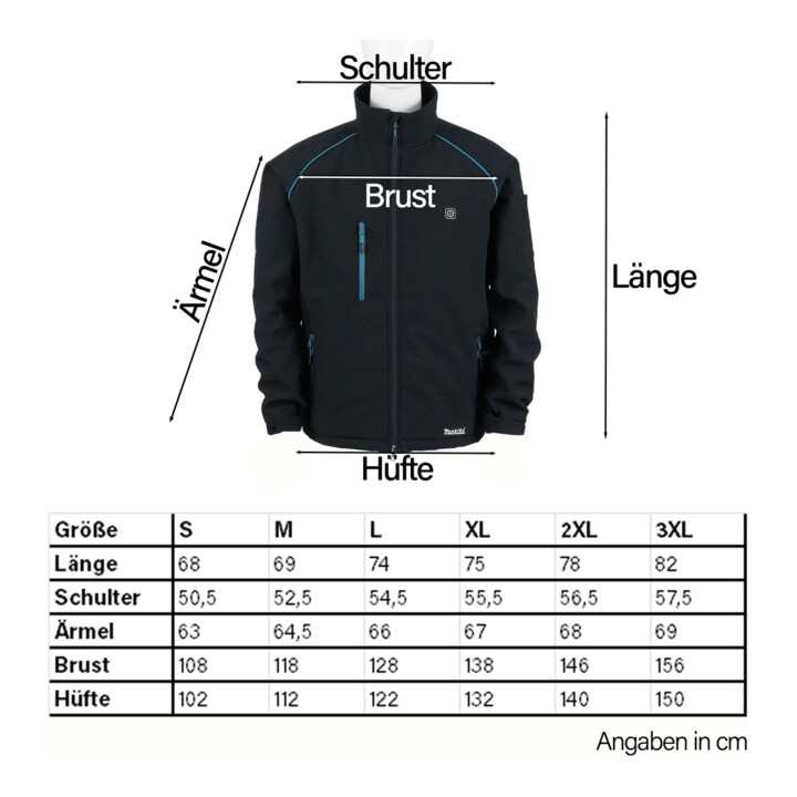 Makita Akku-Thermojacke, schwarz Größe M (DCJ205ZM)