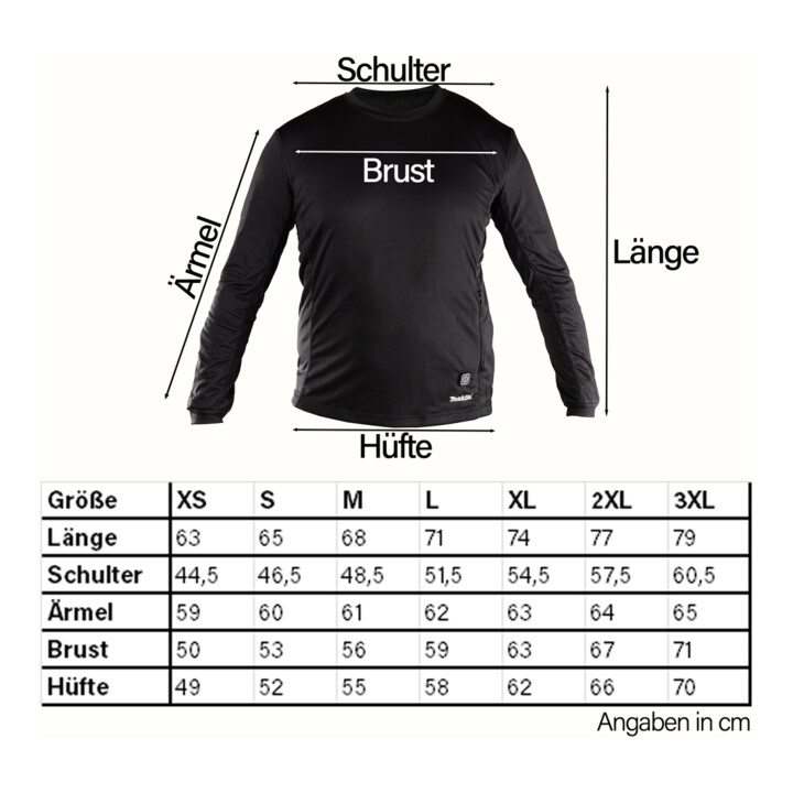 Makita Akku-Thermoshirt mit Rundhals Gr. 2XL