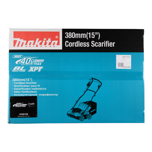 Makita Akku-Vertikutierer 40V, 38 cm, 3200 U/min, ohne Akku