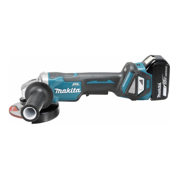 Makita Akku-Winkelschleifer 18 V / 5,0 Ah, 2 Akkus + Ladegerät im MAKPAC DGA515RTJ