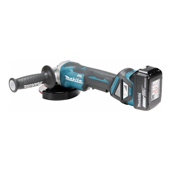 Makita Akku-Winkelschleifer 18 V / 5,0 Ah, 2 Akkus + Ladegerät im MAKPAC DGA515RTJ