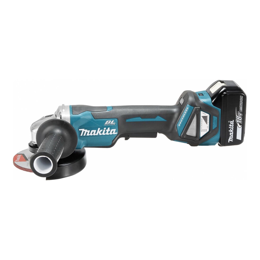 Makita Akku-Winkelschleifer 18 V / 5,0 Ah, 2 Akkus + Ladegerät im MAKPAC DGA515RTJ