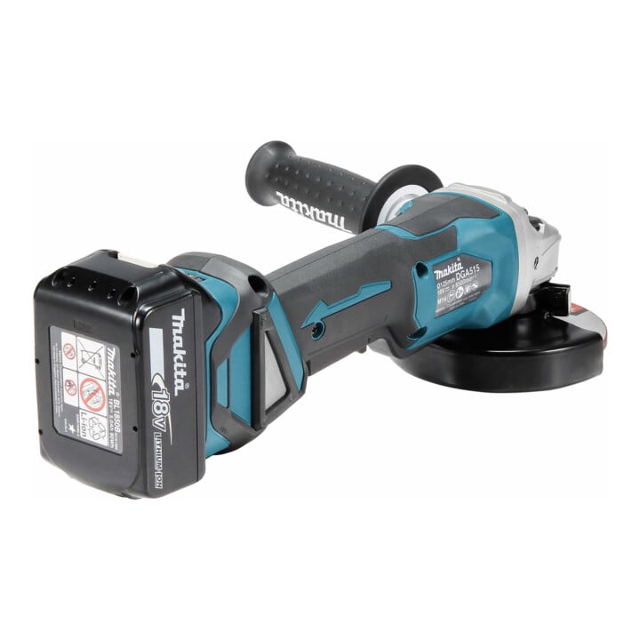 Makita Akku-Winkelschleifer 18 V / 5,0 Ah, 2 Akkus + Ladegerät im MAKPAC DGA515RTJ