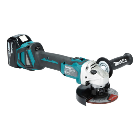 Makita Akku-Winkelschleifer DGA513RTJ 18 V / 5,0 Ah, 2 Akkus + Ladegerät im MAKPAC