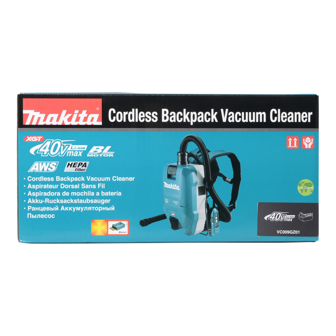 Makita Aspirateur sac à dos sans fil 40V max. avec AWS (sans batterie, sans chargeur)