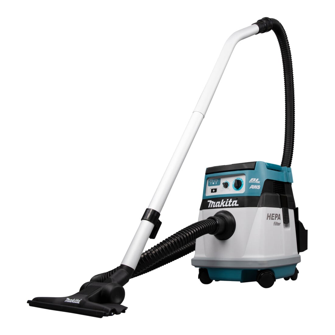 Makita Aspirateur sans fil 15L 2x18V sec (sans batterie, sans chargeur) avec adaptateur radio AWS WUT01