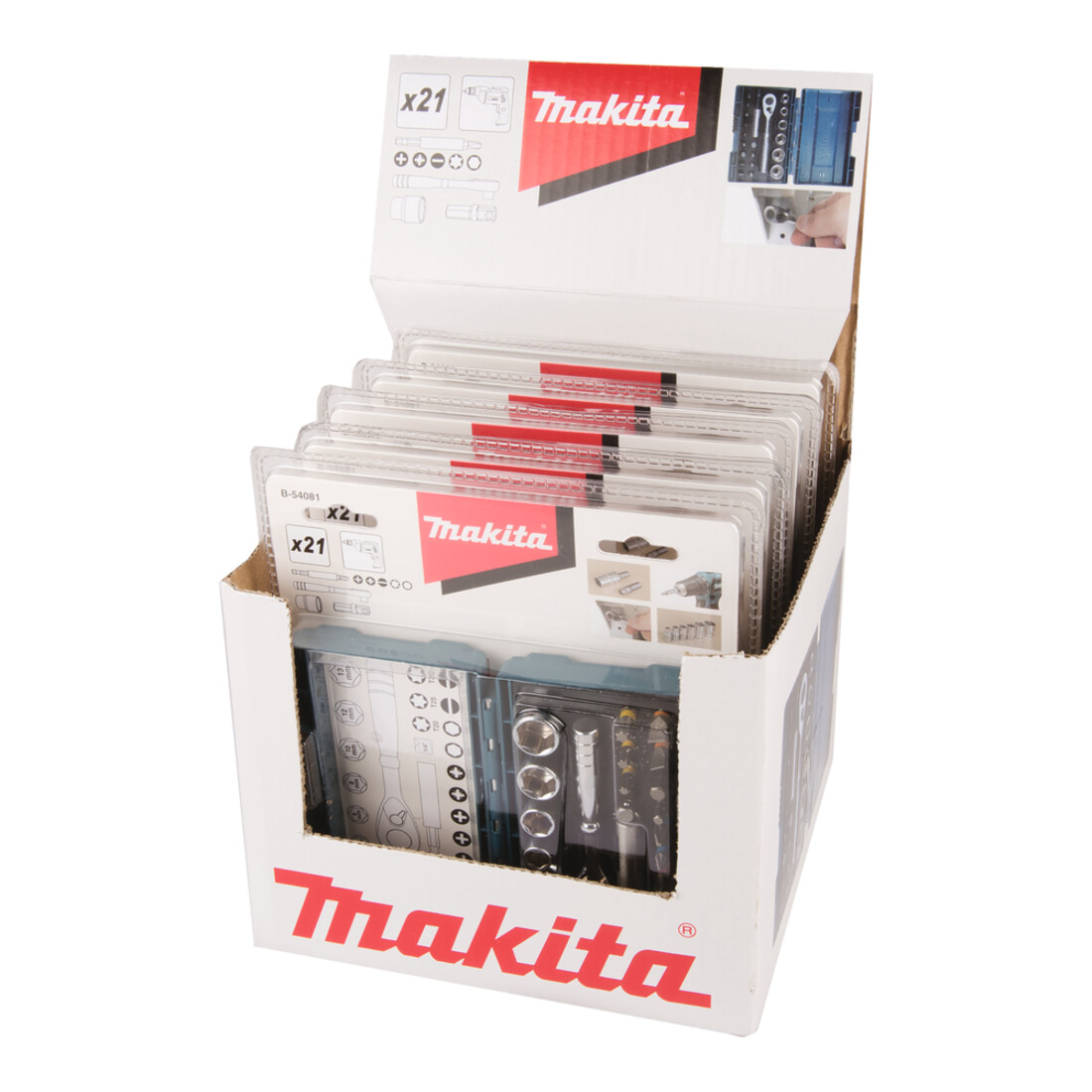 Makita Bit-Set 21 pièces avec clé à cliquet dans boîte plastique B-54081