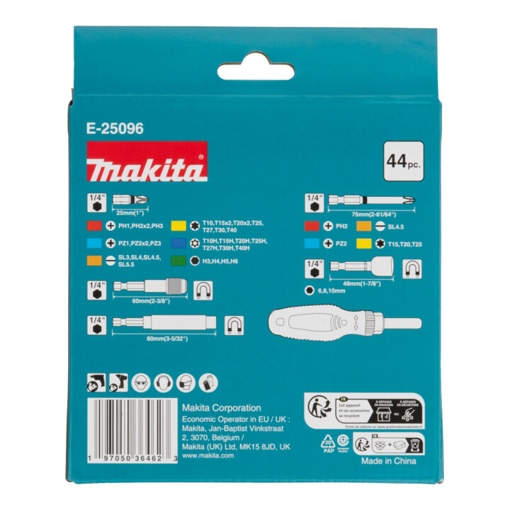 Makita Bitset 44-delig met ratelgreep