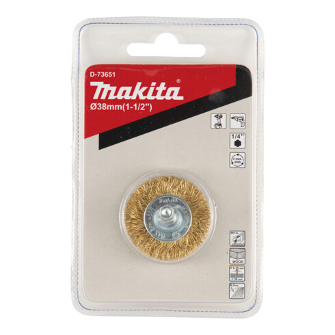 Makita Brosse-coupelle D-73651 Ø 38 mm, ondulée, zinguée, 1/4" hexagone