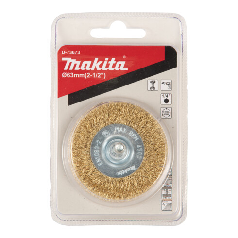 Brosse ronde Makita, galvanisée, hexagonale 1/4