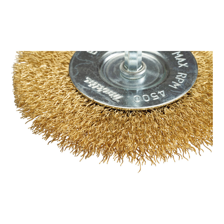 Makita Brosse ronde Ø 100 mm, ondulée, zinguée, 1/4" hexagonal