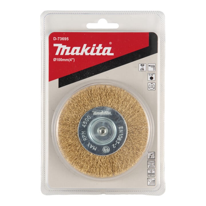 Makita Brosse ronde Ø 100 mm, ondulée, zinguée, 1/4" hexagonal