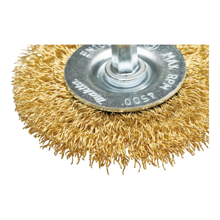 Makita Brosse ronde Ø 63 mm ondulée, zinguée, hexagone 1/4"