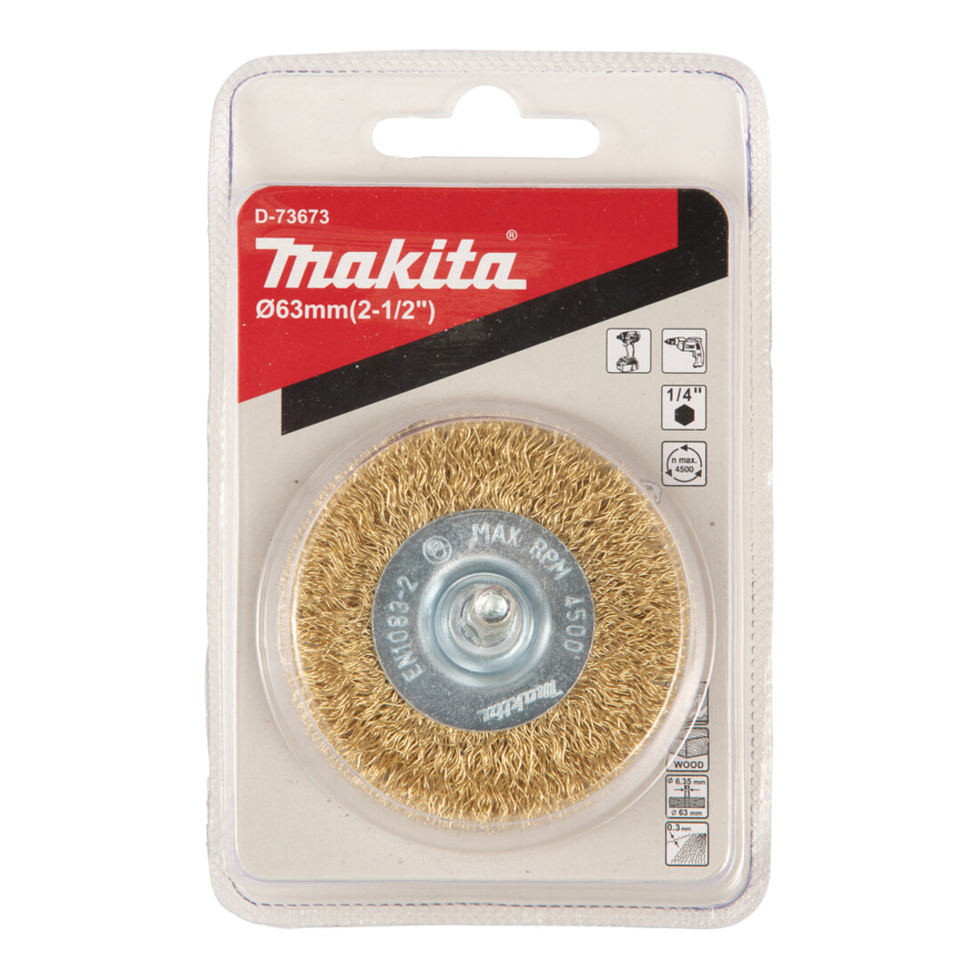 Brosse ronde Makita, galvanisée, hexagonale 1/4