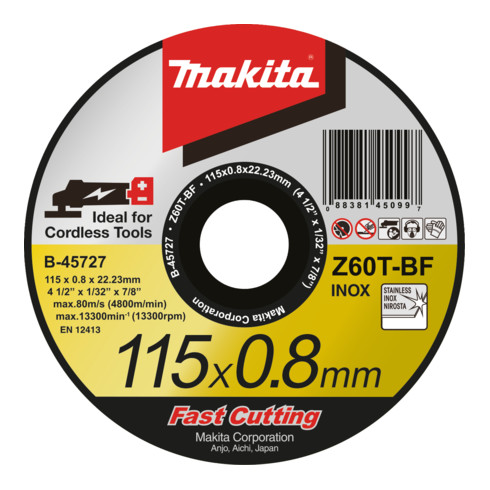 Makita Disco per troncatura 115x0,8mm Inox B-45727
