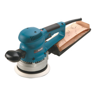 Makita Exzenterschleifer 150 mm in Klett Schleifpapier-Set BO6030JX