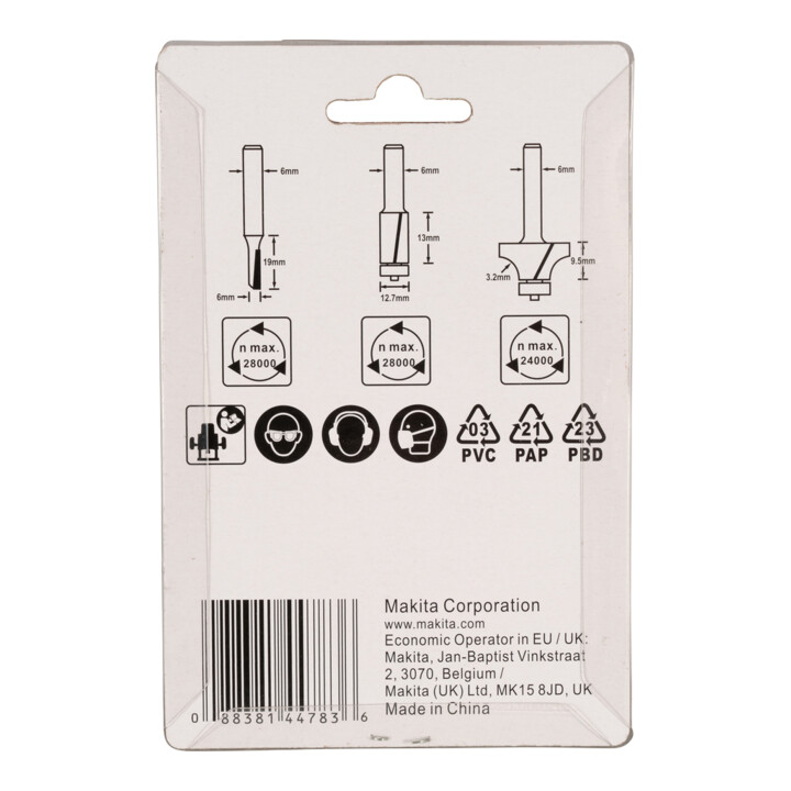 Makita frezenset 3-delig 6 mm schacht diameter