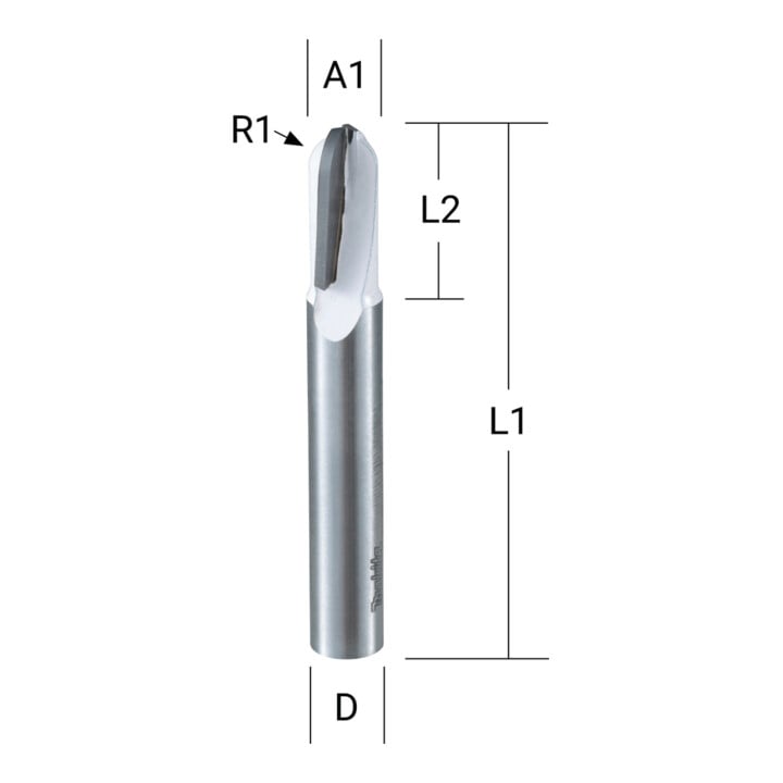 Makita Hohlkehlfräser Ø 8 mm Schaft, Ø 15,8 mm Fräser, 12,7 mm Arbeitslänge, 45 mm Gesamtlänge, R1= 7,9 mm