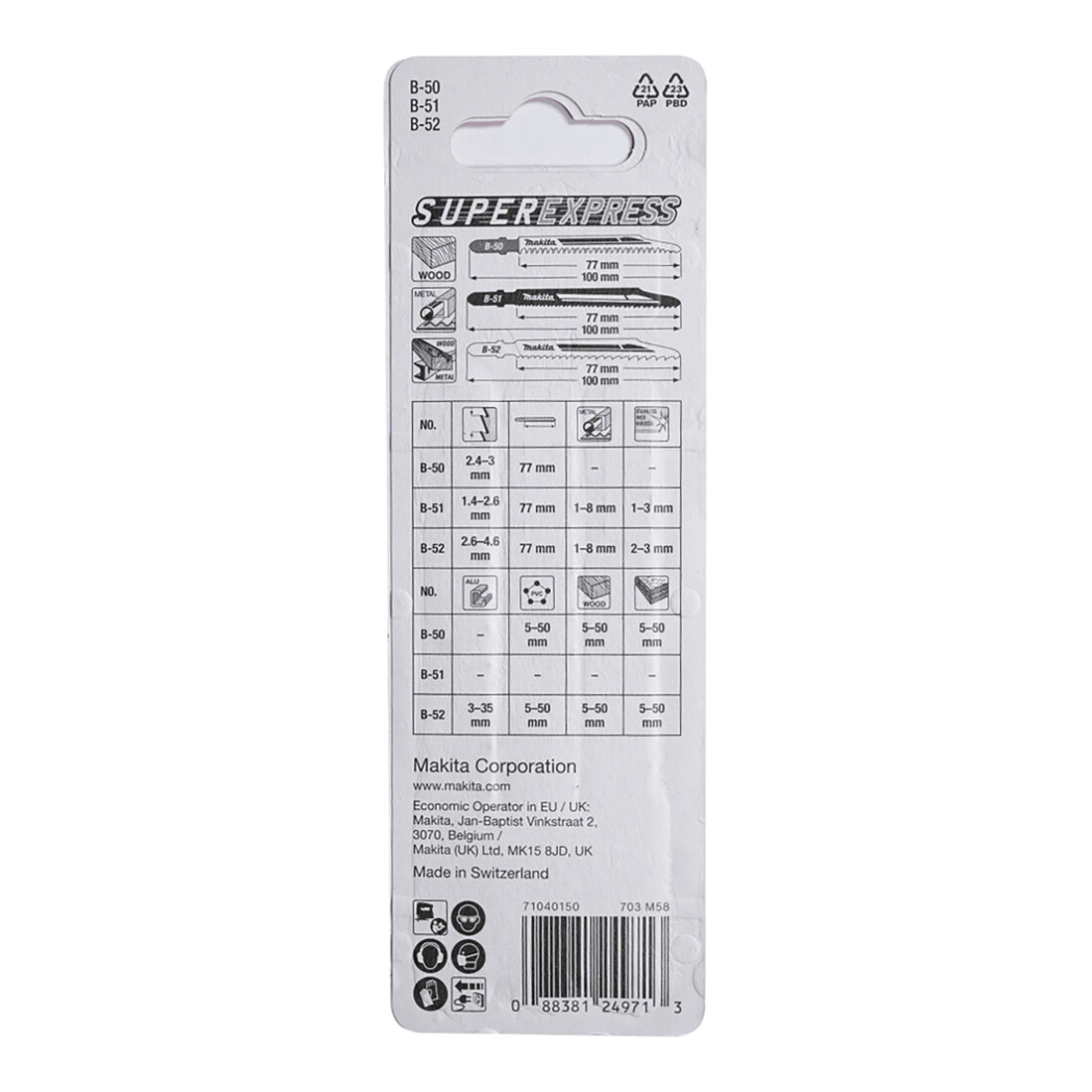 Makita jeu de lames de scie sauteuse 3 pièces (B-06292)