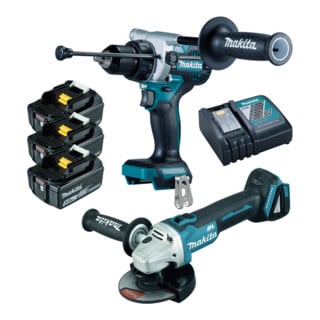 Makita Kit a batteria smerigliatrice angolare e trapano a percussione 18V DLX2434TJ
