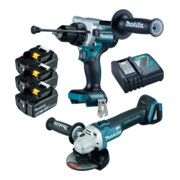 Makita Kit a batteria smerigliatrice angolare e trapano a percussione 18V DLX2434TJ-1
