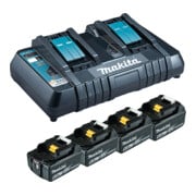 Makita Kit di alimentazione Li 18 V 4x batterie 6 Ah + caricabatterie doppio-1