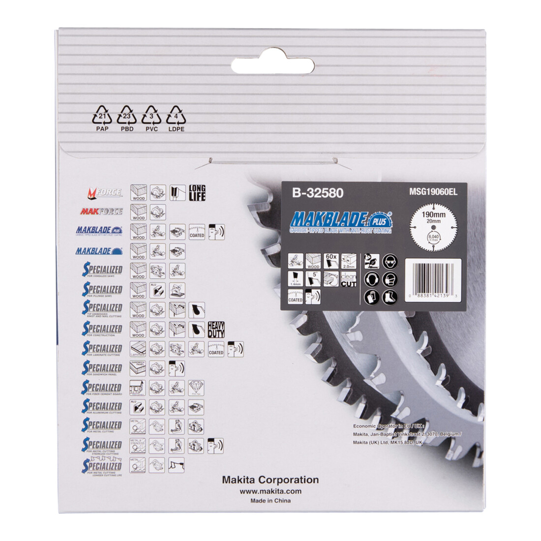 Makita Lama per sega circolare MAKBLADE+ 190x20x60Z (B-32580)