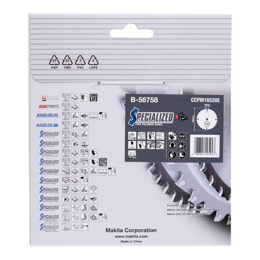 Makita Lama per sega circolare SPECIALIZED 165x20x28Z (B-56758)