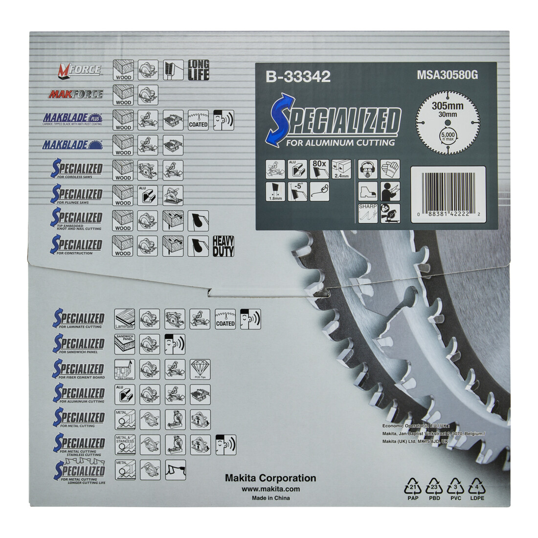 Makita Lama per sega circolare SPECIALIZED 205x30x80Z (B-33342)
