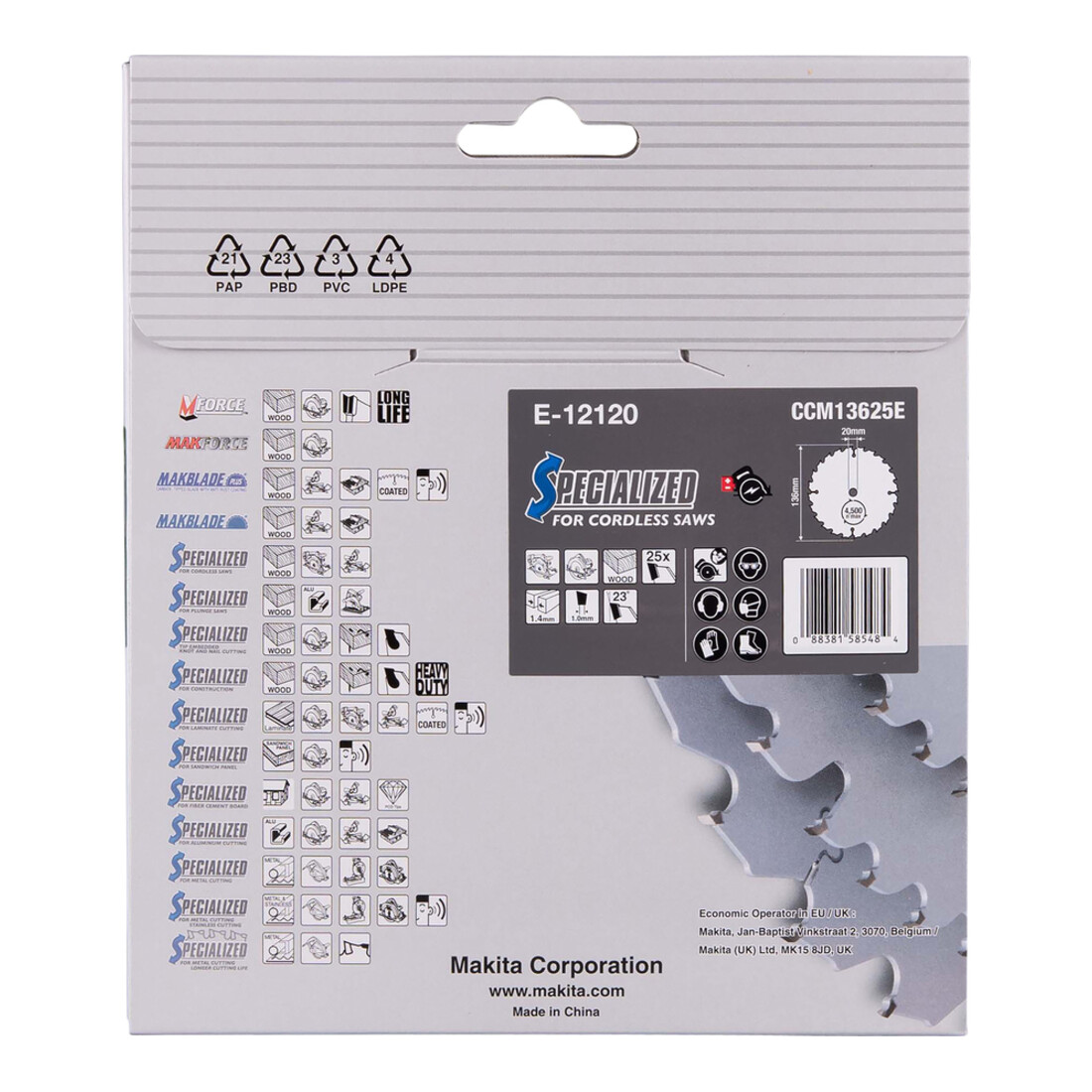 Makita Lame de scie 136×1,4×20, 25 dents EFFICUT Bois