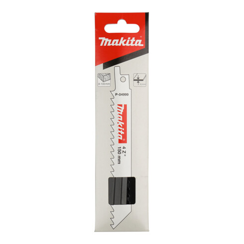 MAKITA Lame Recipro CV 150/4Zz (P-04999) Accessoires d'origine du système MAKITA : Lame Recipro CV 150/4Zz avec le numéro d'article : P-04999 et le numéro EAN : 0088381914147 - Lame Recipro CV 150/4Zz - approprié pour JR3000V