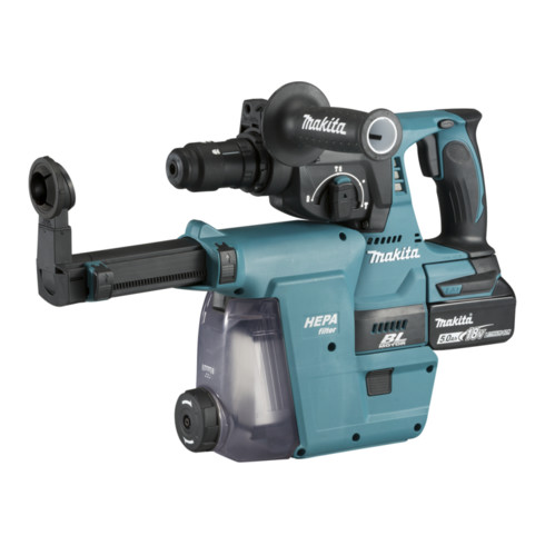Makita Martello combinato a batteria SDS-PLUS 18V/5,0Ah, con sistema aspirazione polvere, DHR243RTJW