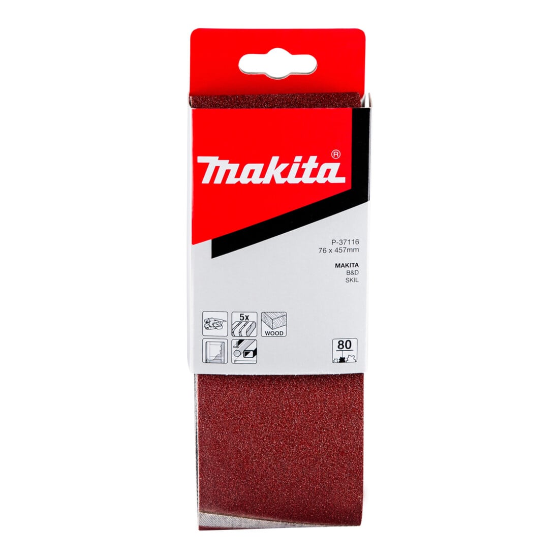 Makita Nastro abrasivo 76x457mm K80 (P-37116)