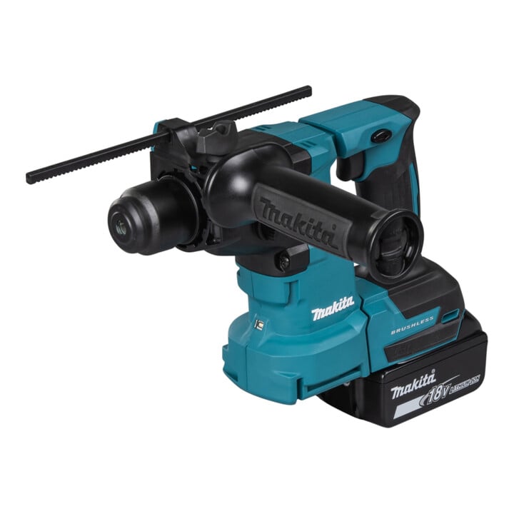 Makita Akku-Bohrhammer SDS+ 18V im MAKPAC Gr. 4 + Stier SDS-Plus Bohrer & Meißelsatz, 17-teilig
