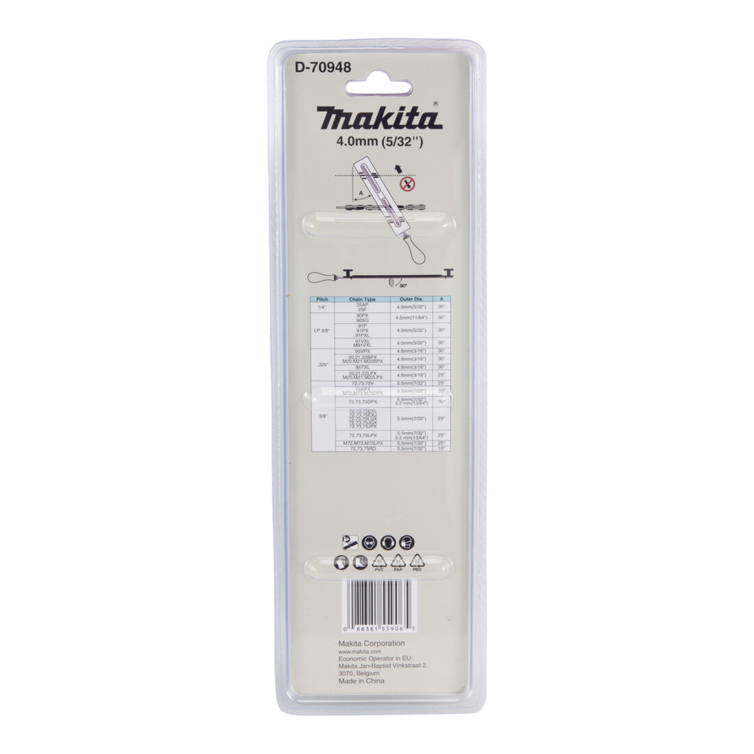 Makita Portalime, con lima e supporto, 4,0mm D-70948