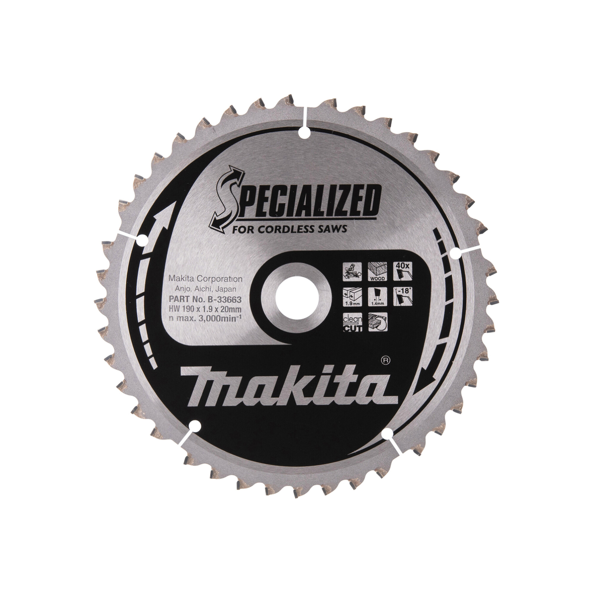 Makita Sägebblatt MAKBLADE 190x20x40Z