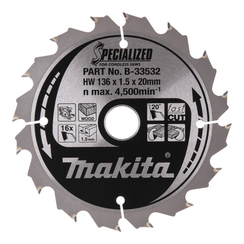 Makita Sägeblatt SPECIALIZED 136x20x16Z