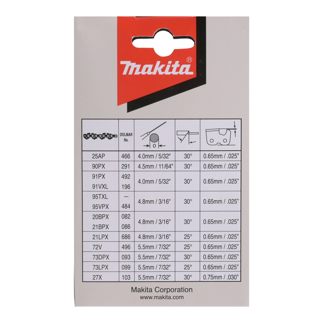 Makita Sägekette 45cm 1,3mm 3/8" HM