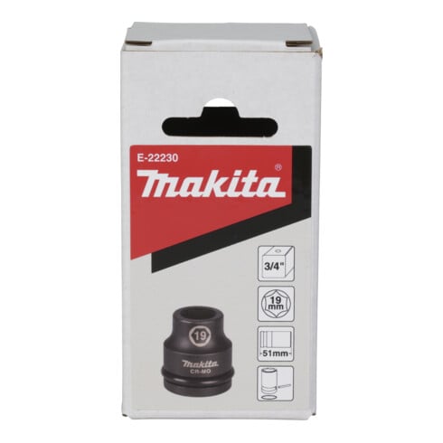 Makita Schlagnuss 3/4", SW19, 51 mm, inkl. O-Ring und Stift, CR-MO