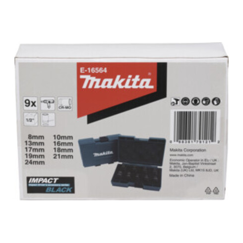 Makita Schlagnuss-Set IMPACT BLACK 9-tlg., 1/2"