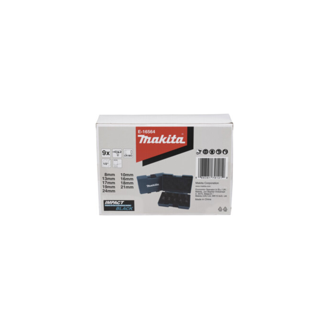 Makita Schlagnuss-Set IMPACT BLACK 9-tlg., 1/2"
