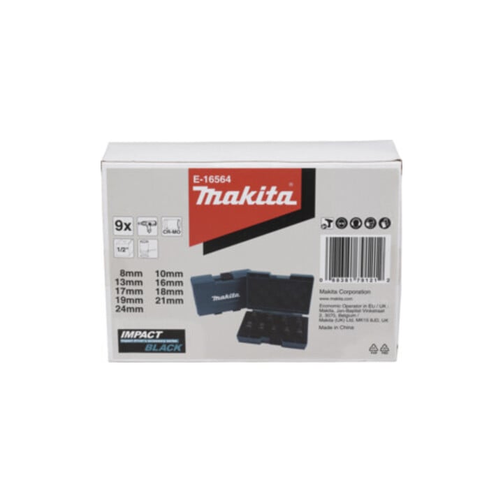 Makita Schlagnuss-Set IMPACT BLACK 9-tlg., 1/2"