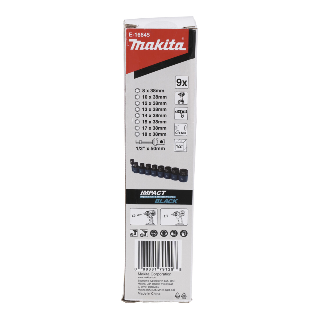 Makita Schlagnuss-Set IMPACT BLACK 9-tlg. 9-tlg., 1/2"