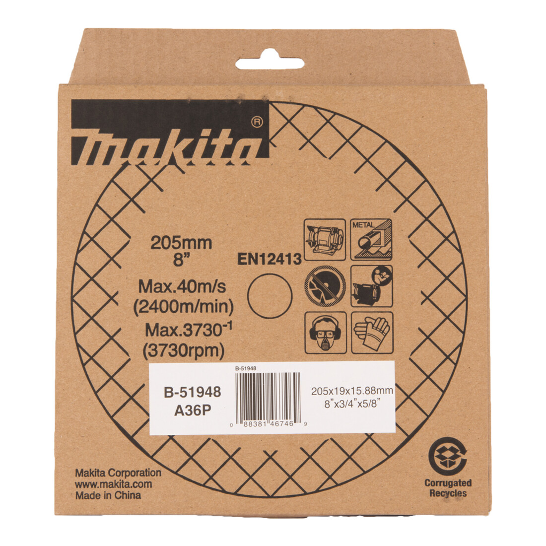 Makita Schleifstein A36P 205x19x15,88 B-51948